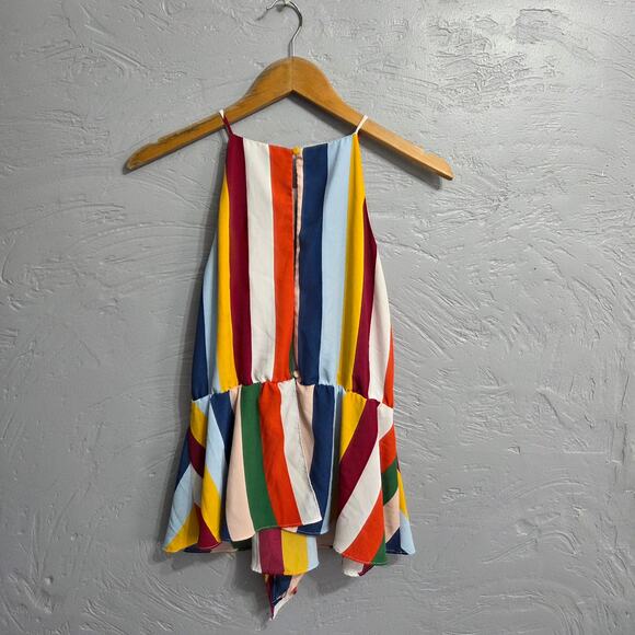 Willow & Root Buckle size L Multi-Colored Striped Tie Waist Halter Blouse - Picture 2 of 6